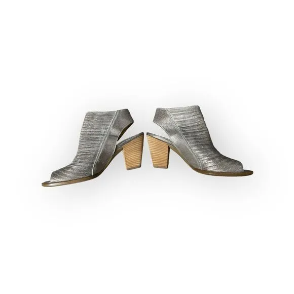 Paul Green Silver Peep Toe Leather Heels - (5.5) 8 US