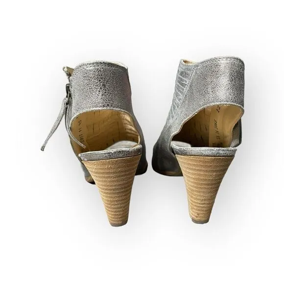 Paul Green Silver Peep Toe Leather Heels - (5.5) 8 US