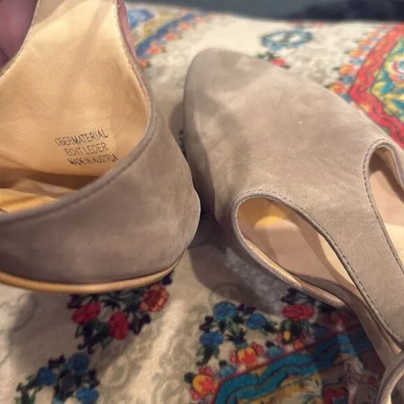 PAUL GREEN truffle Maggie T-Strap block heel almond toe heels