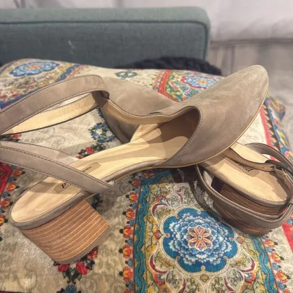PAUL GREEN truffle Maggie T-Strap block heel almond toe heels