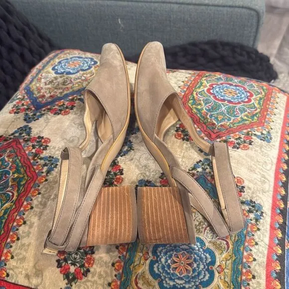 PAUL GREEN truffle Maggie T-Strap block heel almond toe heels