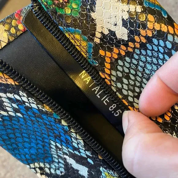 Pazzle Natalie Multicolor Snake Print High Heels Open Toe Boots Women Size 8.5