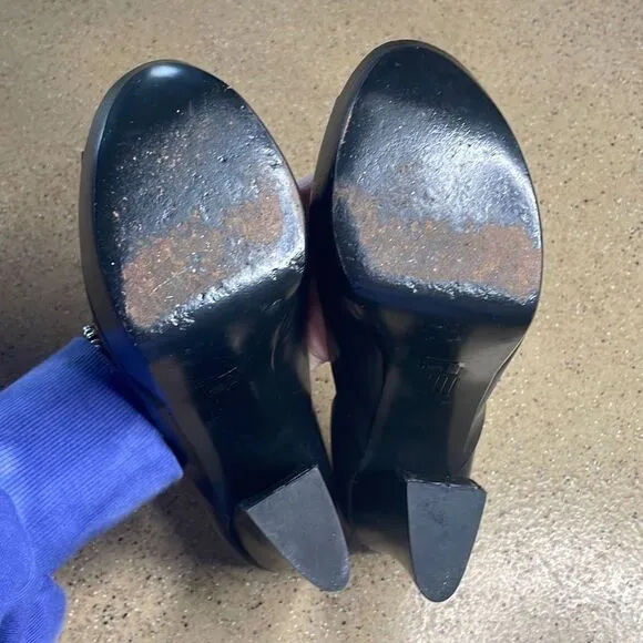 Pelle Moda Amelia Black Platform Stiletto Open Toe High Heels 7