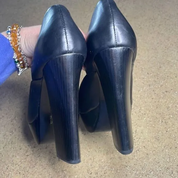 Pelle Moda Amelia Black Platform Stiletto Open Toe High Heels 7