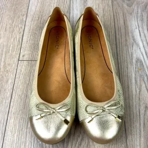 Perfect Vionic Minna Orthopedic Ballet Flat Shoes Comfort Supportive Gold 10