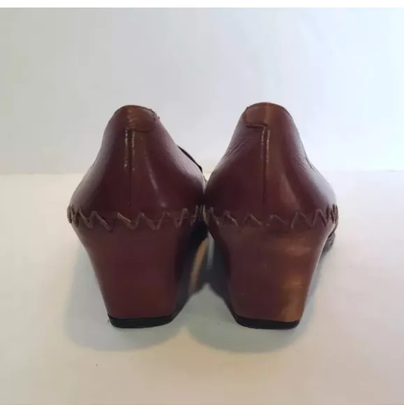 Pikolinos Brown Leather Square Toe Slip On Pump Heels EUR 49 US 8.5