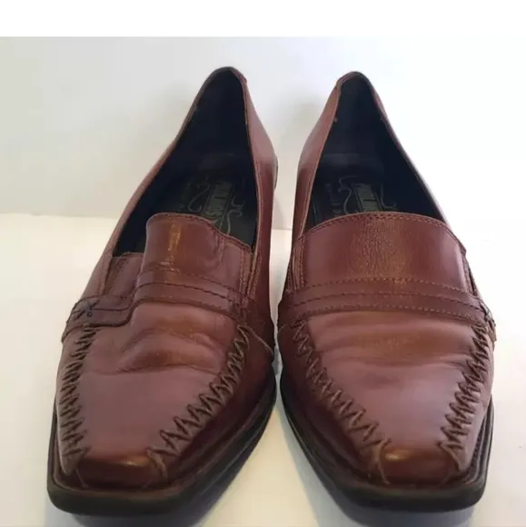 Pikolinos Brown Leather Square Toe Slip On Pump Heels EUR 49 US 8.5