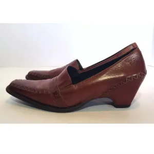 Pikolinos Brown Leather Square Toe Slip On Pump Heels EUR 49 US 8.5