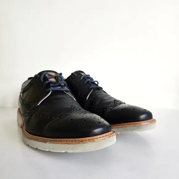 Pikolinos Genuine Leather Men's Salou Oxfords, Black, Made in Spain Size 8M