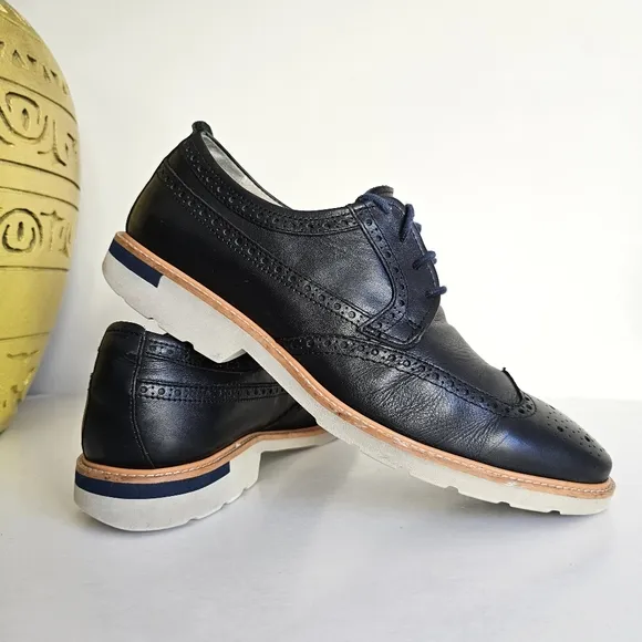Pikolinos Genuine Leather Men's Salou Oxfords, Black, Made in Spain Size 8M