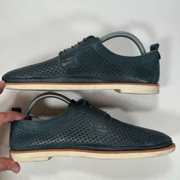 Pikolinos Santorini Dark Teal Green Perforated Leather Oxfords Women Size 10