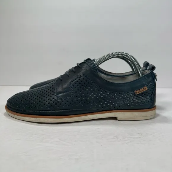 Pikolinos Santorini Dark Teal Green Perforated Leather Oxfords Women Size 10