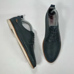 Pikolinos Santorini Dark Teal Green Perforated Leather Oxfords Women Size 10