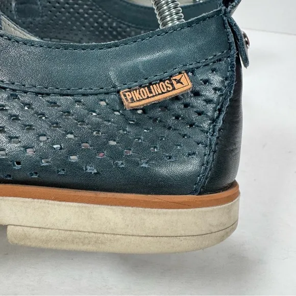 Pikolinos Santorini Dark Teal Green Perforated Leather Oxfords Women Size 10