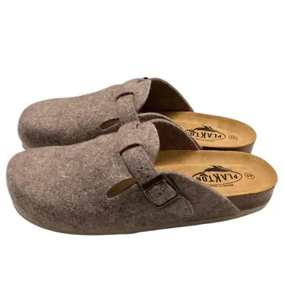 Plakton Clogs Women 11 42 Beige Blogg Felted Wool Cork Slip On Soft Footbed NEW