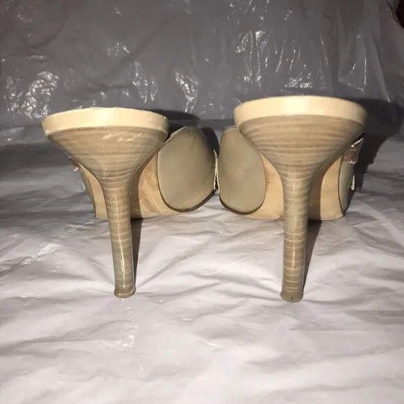 Pollini Hand Crafted Italian Leather Heels Open Toe Size 39 Floral