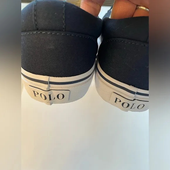 Polo Ralph Lauren Blue Canvas Keaton Slip On Bear Sneakers Sz. 9 NWOB