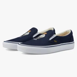 Polo Ralph Lauren Blue Canvas Keaton Slip On Bear Sneakers Sz. 9 NWOB