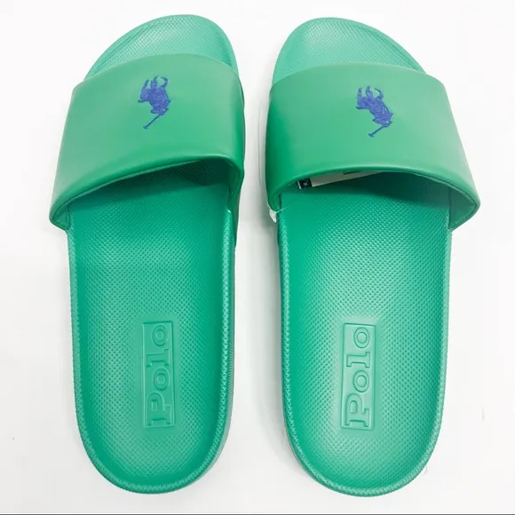Polo Ralph Lauren Cayson Pony Slides Sandals Billiard Green