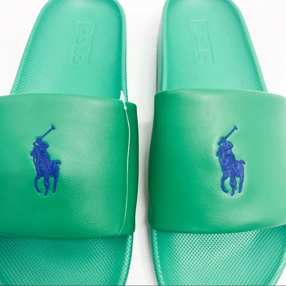 Polo Ralph Lauren Cayson Pony Slides Sandals Billiard Green