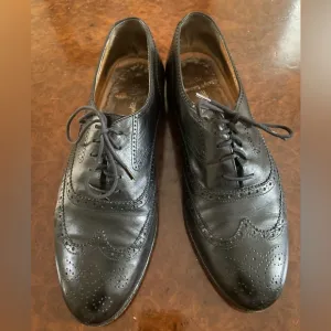 Polo Ralph Lauren Made in Italy Vintage Black Brogue Wingtip Oxfords Size 9 D