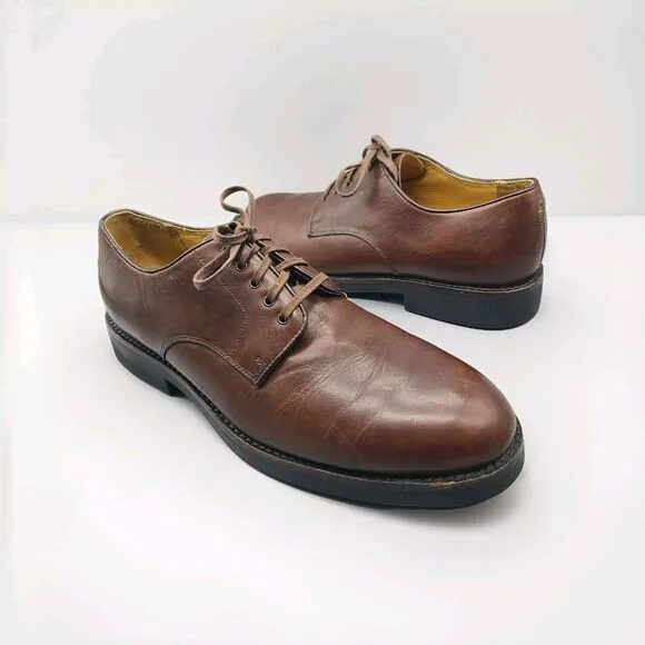 Polo Ralph Lauren Mens Lace Up Oxfords Brown Leather Dress Shoes sz 10 D
