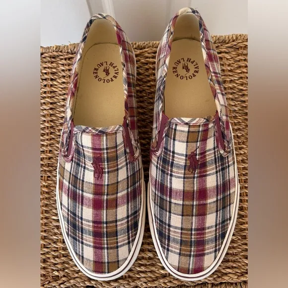 Polo Ralph Lauren Men’s Mansheim Madras Slip Ons Size 11‎
