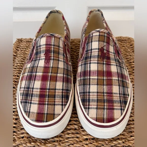 Polo Ralph Lauren Men’s Mansheim Madras Slip Ons Size 11‎