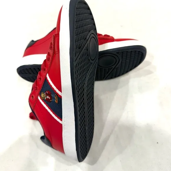 POLO RALPH LAUREN QUILTON BEAR JUNIOR BOY KIDS SHOES COLOR RED/ NAVY/ WHITE