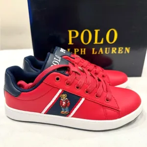 POLO RALPH LAUREN QUILTON BEAR JUNIOR BOY KIDS SHOES COLOR RED/ NAVY/ WHITE