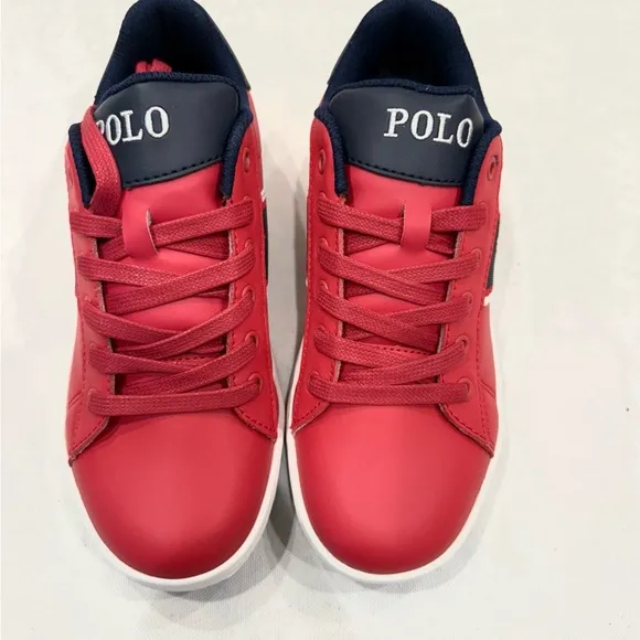 POLO RALPH LAUREN QUILTON BEAR JUNIOR BOY KIDS SHOES COLOR RED/ NAVY/ WHITE