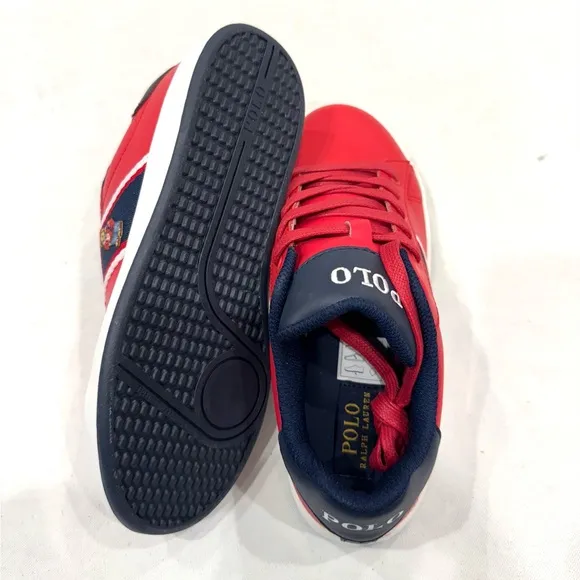 POLO RALPH LAUREN QUILTON BEAR JUNIOR BOY KIDS SHOES COLOR RED/ NAVY/ WHITE