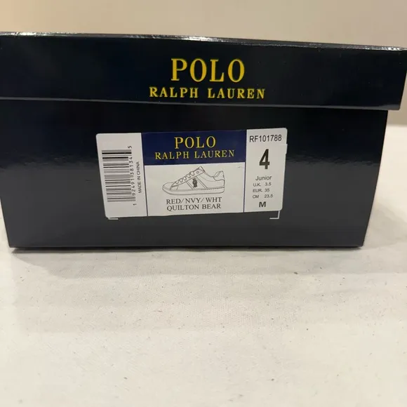 POLO RALPH LAUREN QUILTON BEAR JUNIOR BOY KIDS SHOES COLOR RED/ NAVY/ WHITE