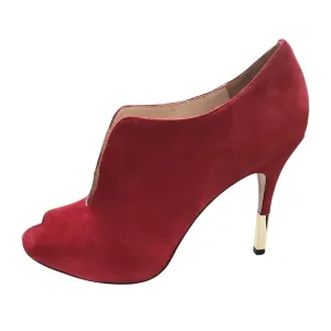 Pour La Victoire &quot; Vive&quot; Red Kid Suede Open-Toe Booties