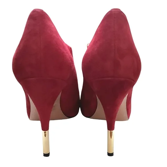 Pour La Victoire &quot; Vive&quot; Red Kid Suede Open-Toe Booties
