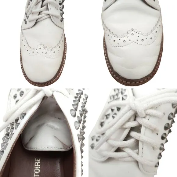 POUR LA VICTOIRE Mayah lace up oxfords wingtips white leather brogues shoes 7.5