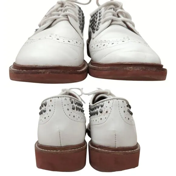 POUR LA VICTOIRE Mayah lace up oxfords wingtips white leather brogues shoes 7.5