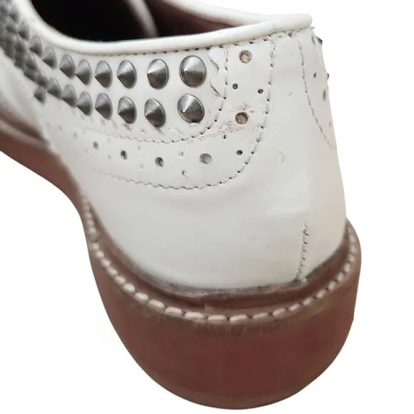 POUR LA VICTOIRE Mayah lace up oxfords wingtips white leather brogues shoes 7.5