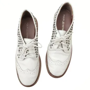 POUR LA VICTOIRE Mayah lace up oxfords wingtips white leather brogues shoes 7.5