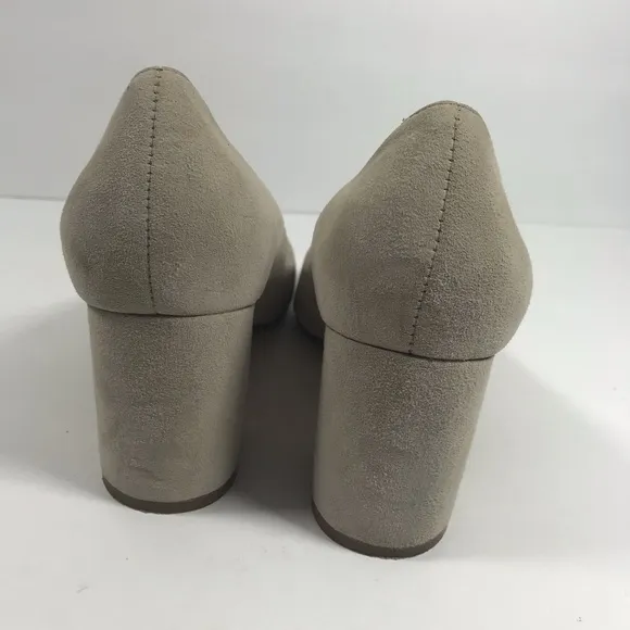 Pour La Victoire Val suede tan pump block heels 7
