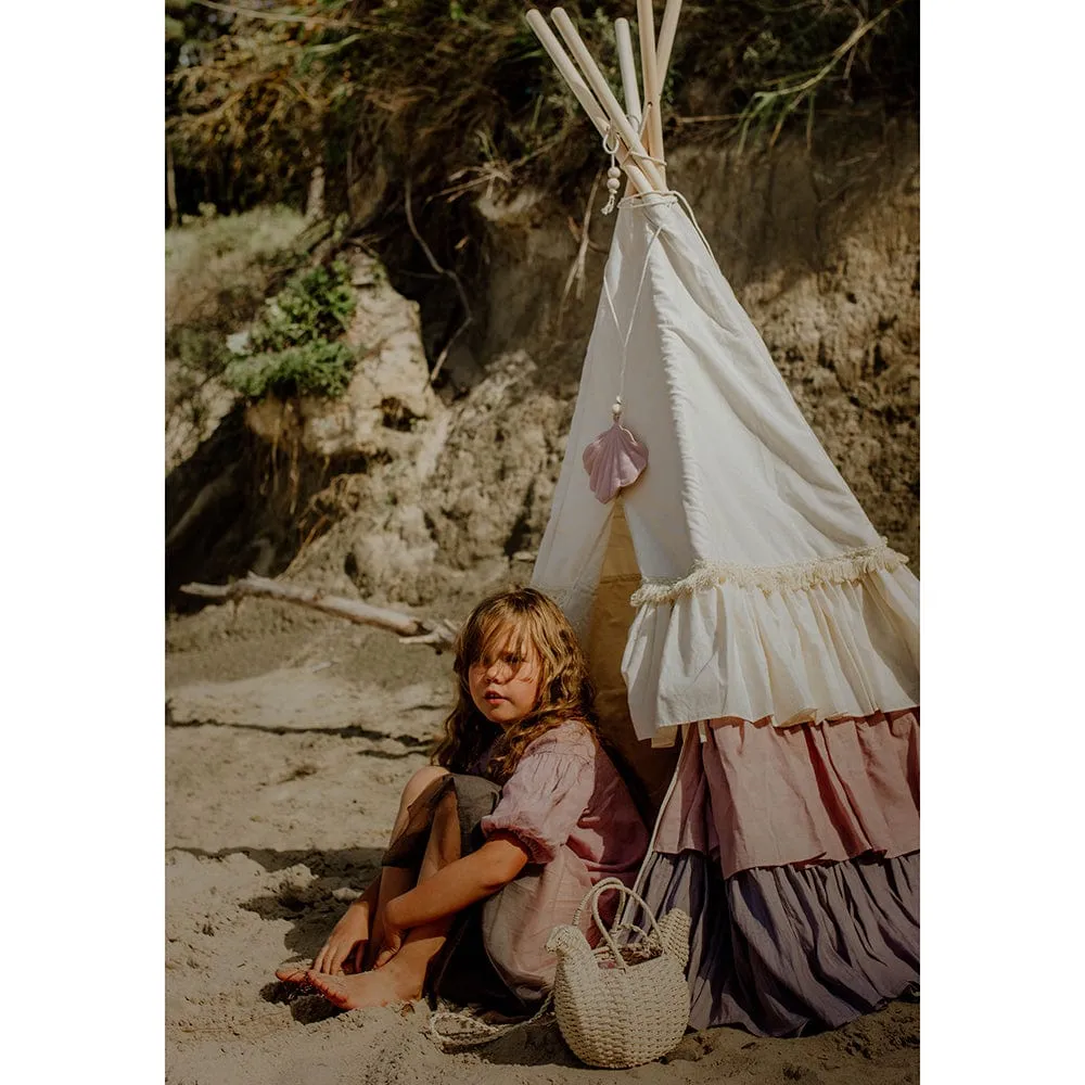 Powder Frills Teepee With Frills - Beige, Pink & Grey