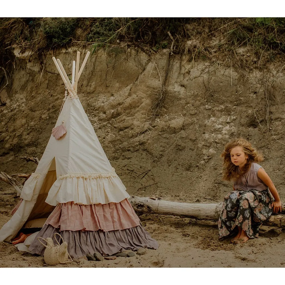 Powder Frills Teepee With Frills - Beige, Pink & Grey