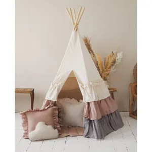 Powder Frills Teepee With Frills - Beige, Pink & Grey