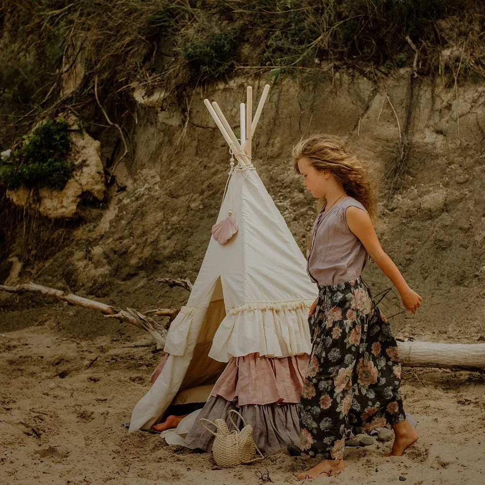 Powder Frills Teepee With Frills - Beige, Pink & Grey