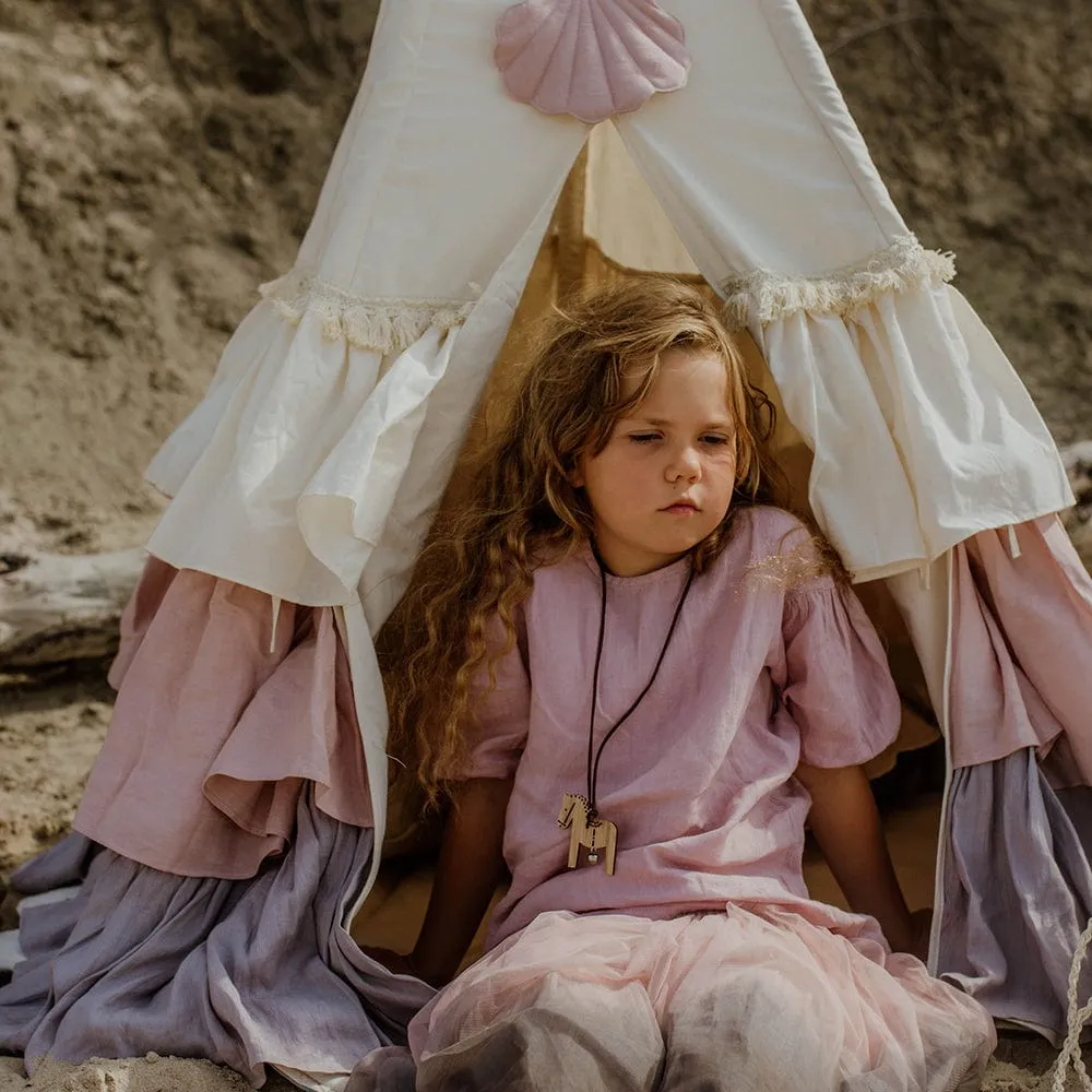 Powder Frills Teepee With Frills - Beige, Pink & Grey
