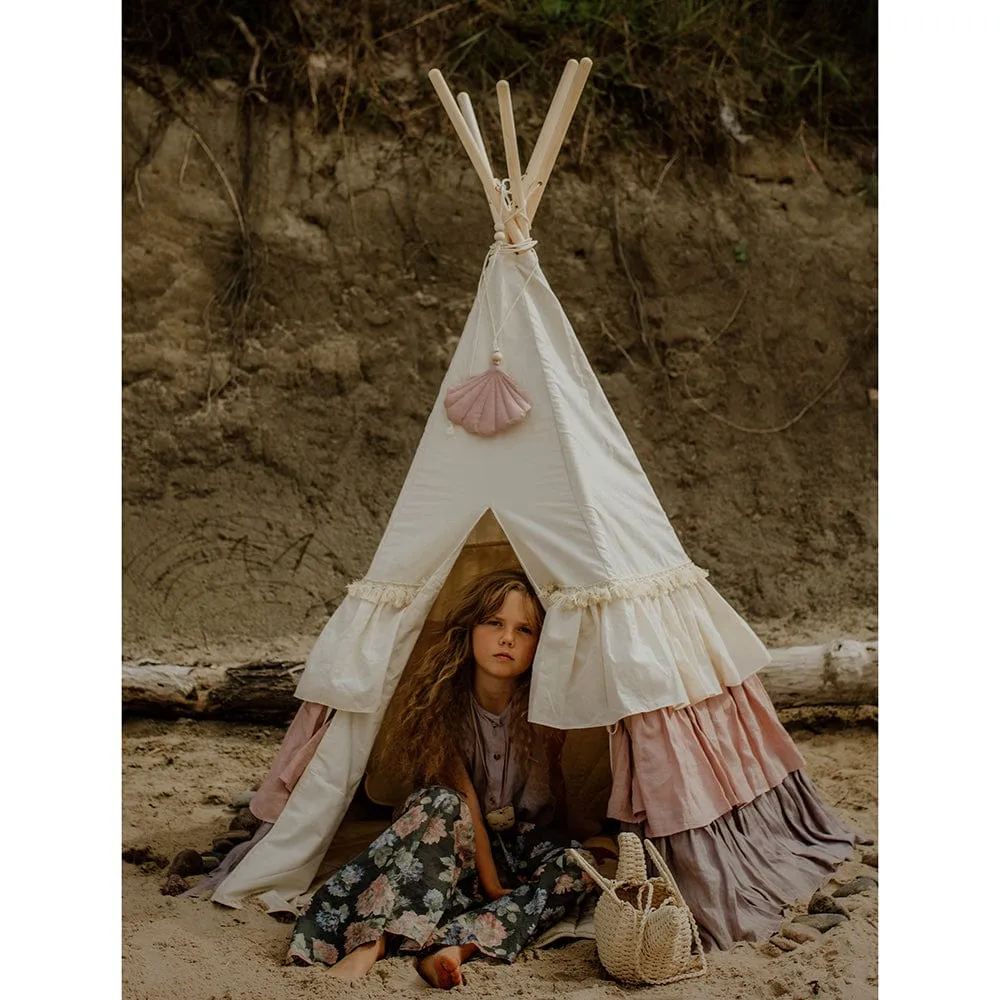 Powder Frills Teepee With Frills - Beige, Pink & Grey