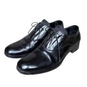 Prada black leather lace up oxfords minimalist preppy office logo detail sz 40