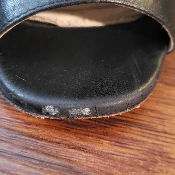 Prada Black Leather Open Toe Chunky Heels Size 37