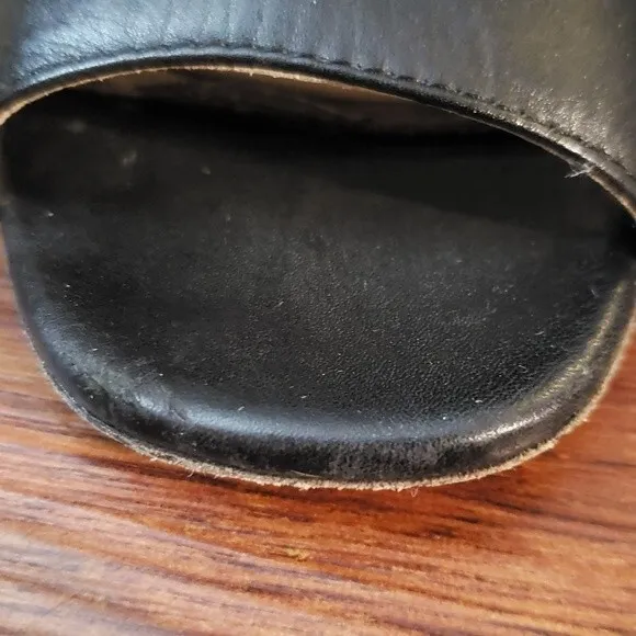 Prada Black Leather Open Toe Chunky Heels Size 37