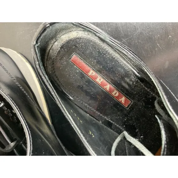 PRADA Black Leather Oxfords Sneakers 8
